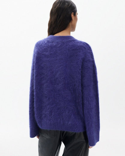 Jada Brushed Cashmere V-Neck Sweater - Dark Blue