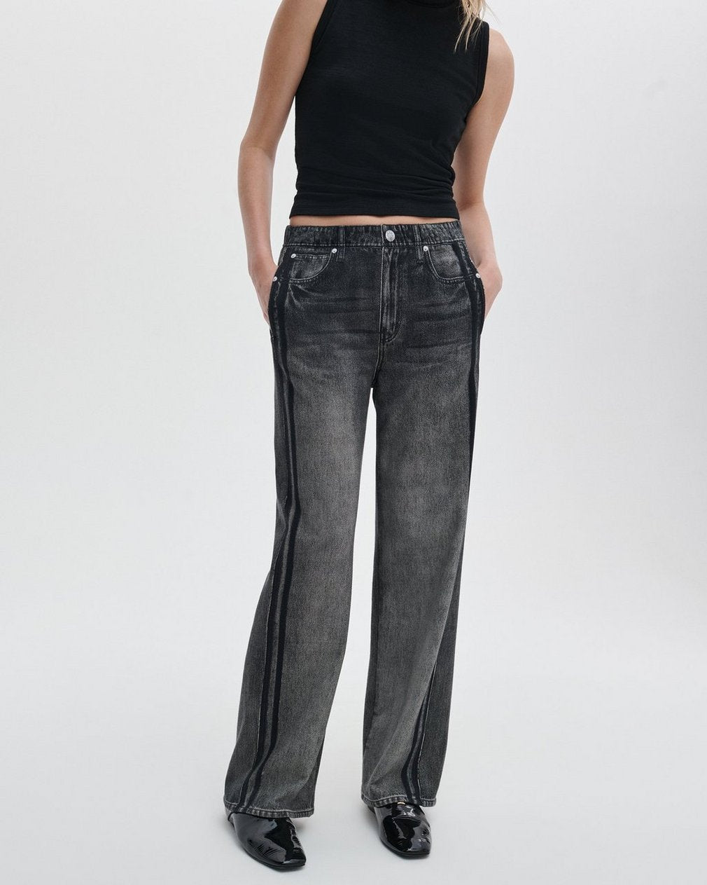 Miramar Wide-Leg Track Pants - Washed Black