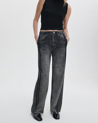 Miramar Wide-Leg Track Pants - Washed Black