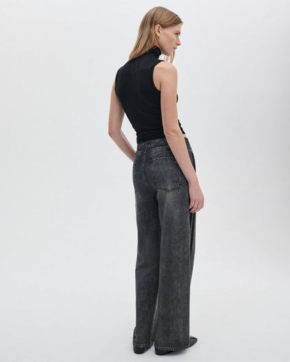 Miramar Wide-Leg Track Pants - Washed Black