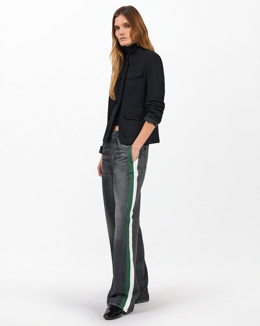 Miramar Sport Stripe Track Pants - Washedblck Grn Wht Stripe