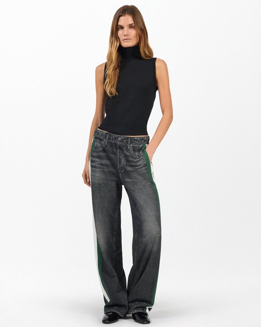 Miramar Sport Stripe Track Pants - Washedblck Grn Wht Stripe