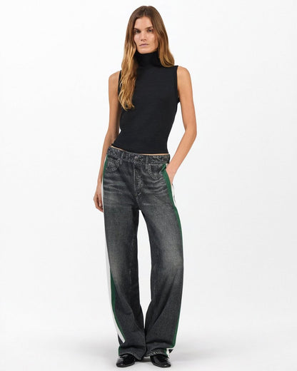 Miramar Sport Stripe Track Pants - Washedblck Grn Wht Stripe