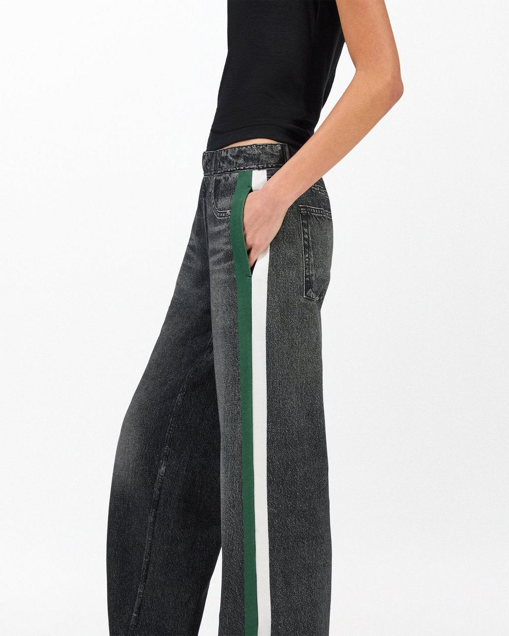 Miramar Sport Stripe Track Pants - Washedblck Grn Wht Stripe