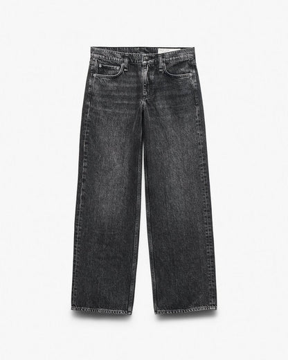 Saige Relaxed Straight Jeans - Charcoal