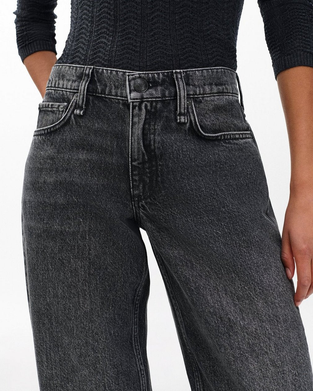 Saige Relaxed Straight Jeans - Charcoal