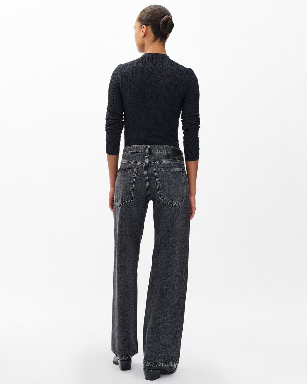 Saige Relaxed Straight Jeans - Charcoal
