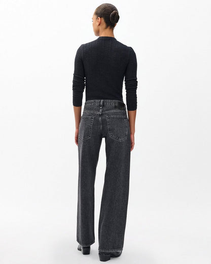 Saige Relaxed Straight Jeans - Charcoal