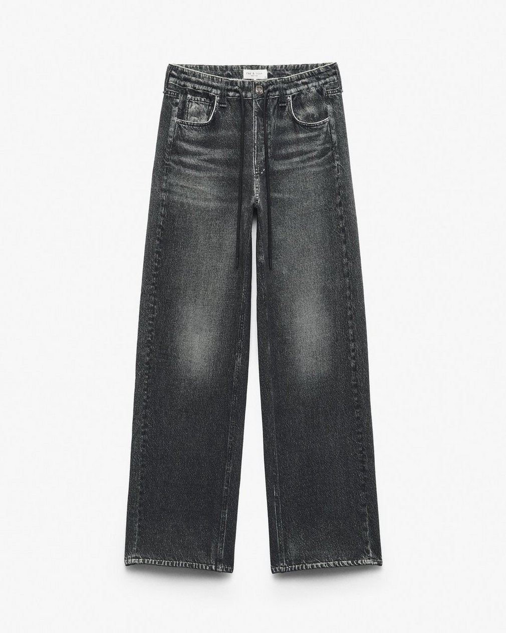 Miramar Drawstring Wide-Leg Pants - Washed Black