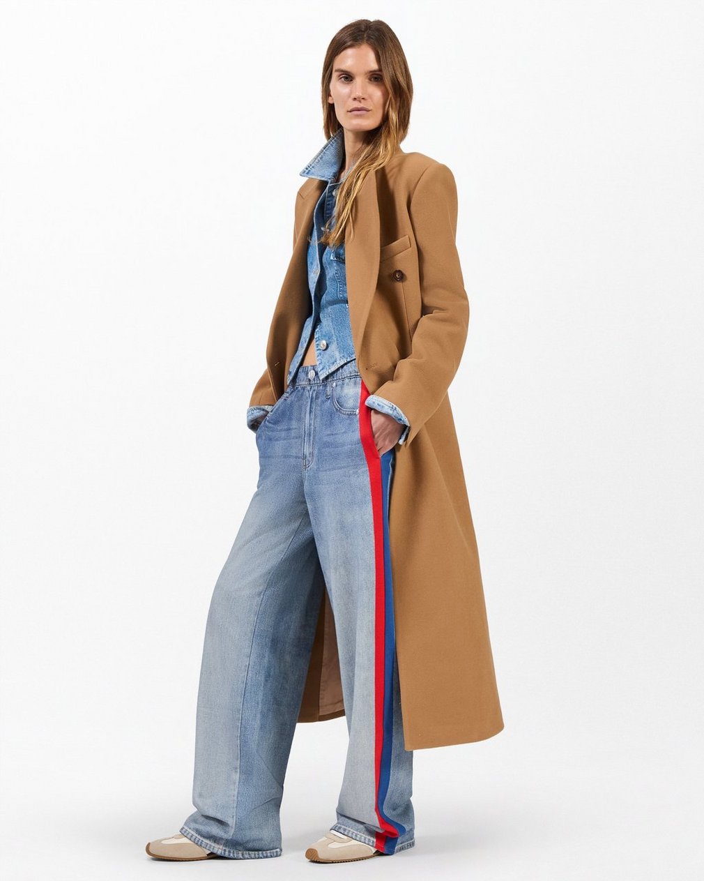 Miramar Sport Stripe Track Pants - Coney Blue Red Stripe