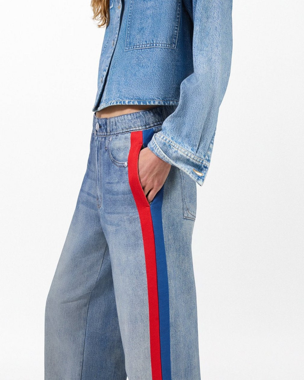 Miramar Sport Stripe Track Pants - Coney Blue Red Stripe