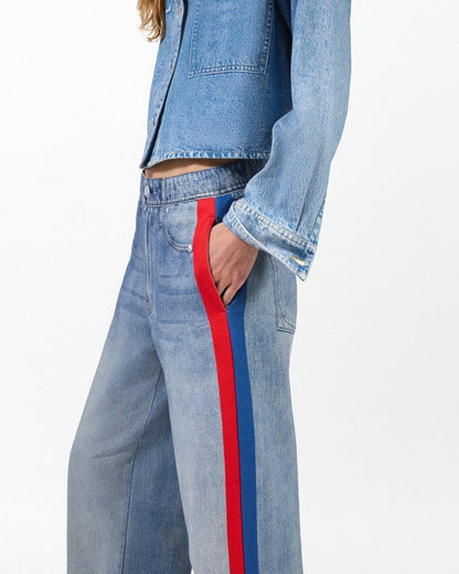 Miramar Sport Stripe Track Pants - Coney Blue Red Stripe