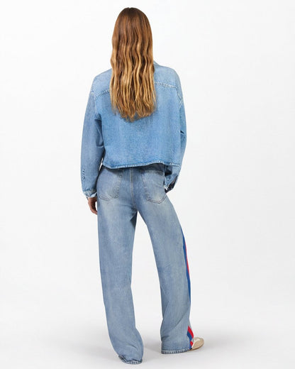Miramar Sport Stripe Track Pants - Coney Blue Red Stripe