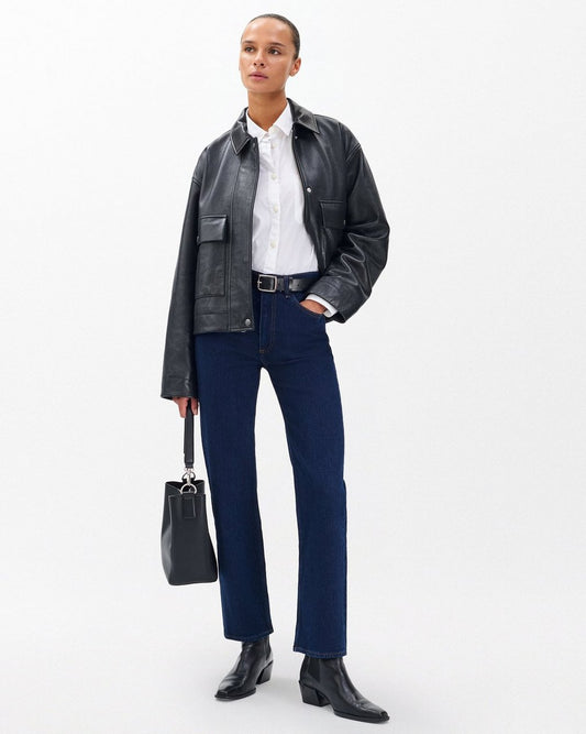 Harlow Ankle Straight Jeans - Dark Rinse