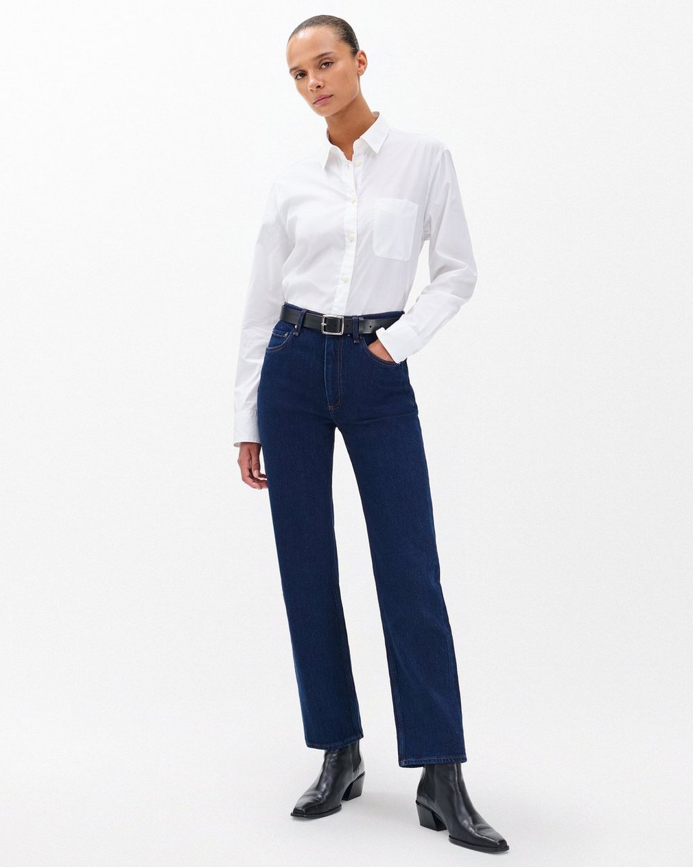 Harlow Ankle Straight Jeans - Dark Rinse
