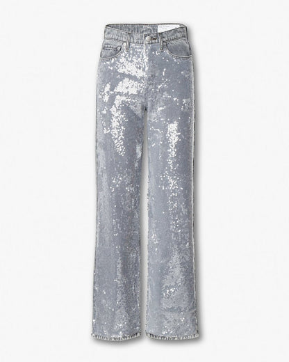 Shea Relaxed Straight Jeans - Steele Sequin