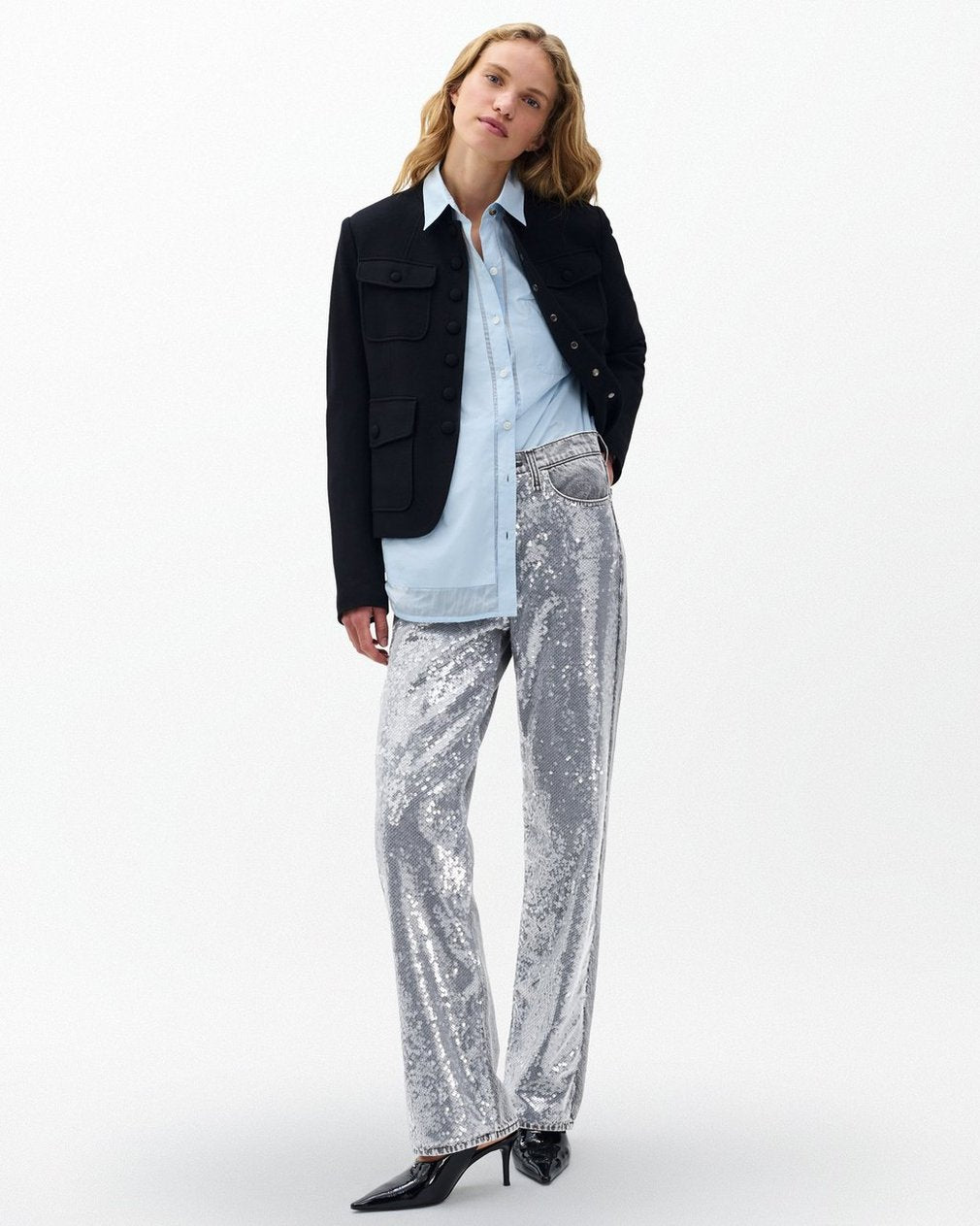 Shea Relaxed Straight Jeans - Steele Sequin
