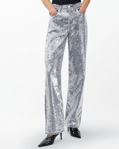 Shea Relaxed Straight Jeans - Steele Sequin