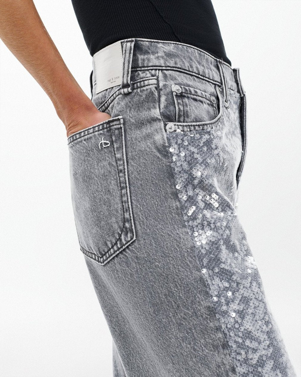Shea Relaxed Straight Jeans - Steele Sequin