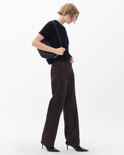 Shea Relaxed Straight Jeans - Espresso Leopard