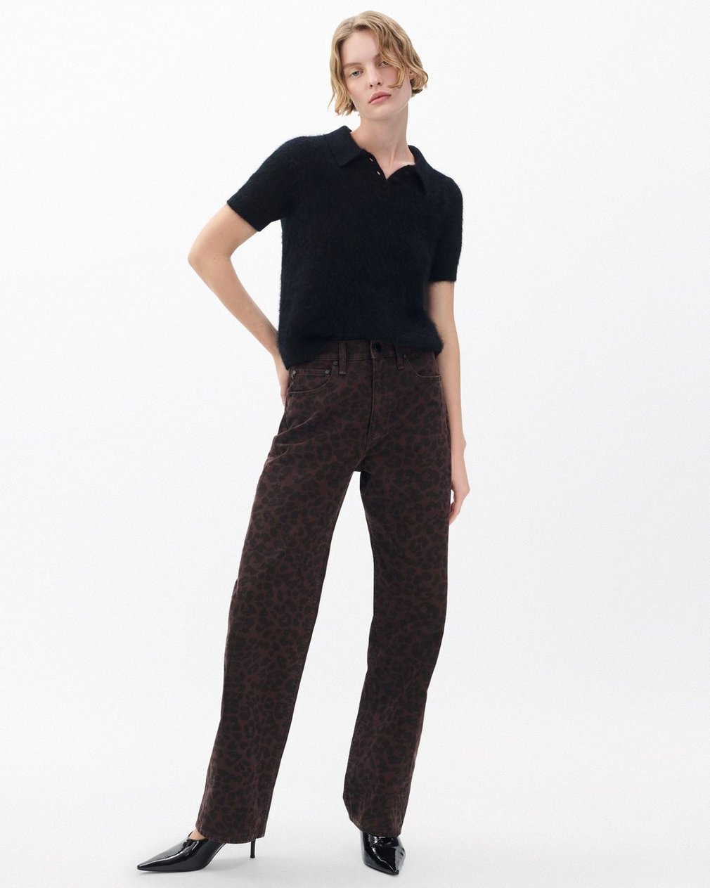 Shea Relaxed Straight Jeans - Espresso Leopard