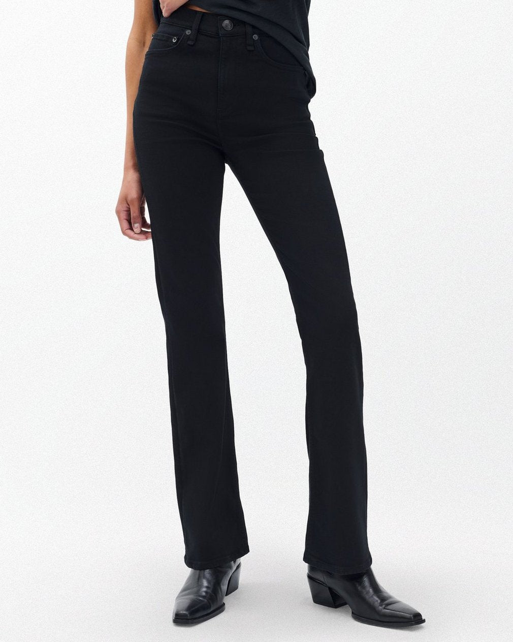 Peyton Bootcut - Black: Mid-Rise Stretch Jean