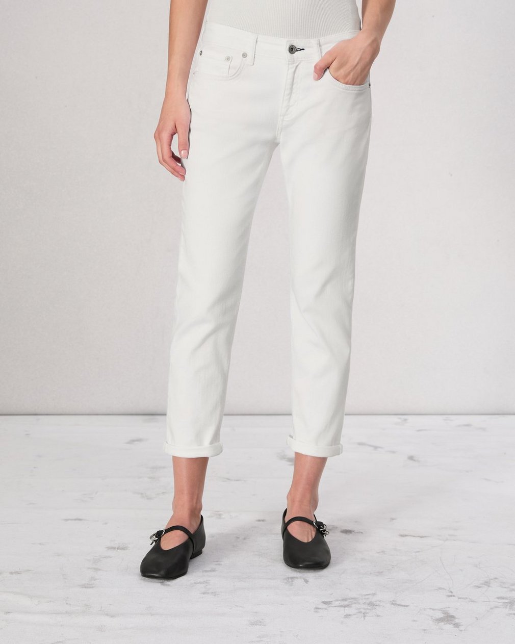 Dre Slim Boyfriend Jean - Optic White