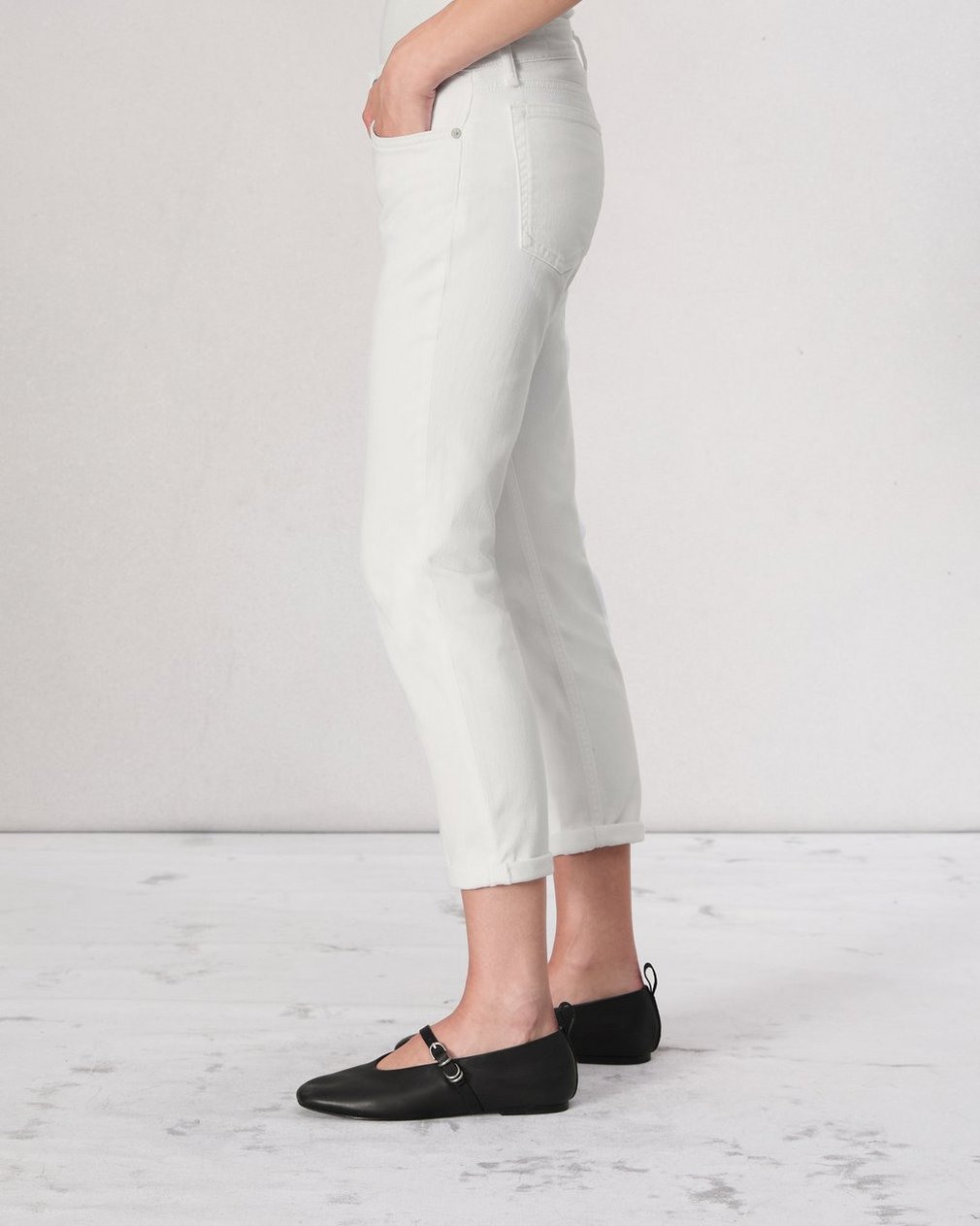 Dre Slim Boyfriend Jean - Optic White