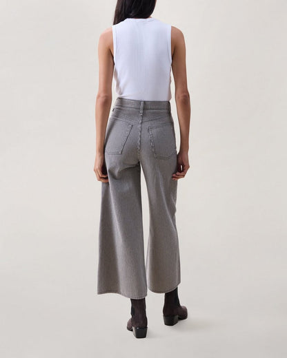 Serena Ankle Wide-Leg Jeans - Grey Stripe