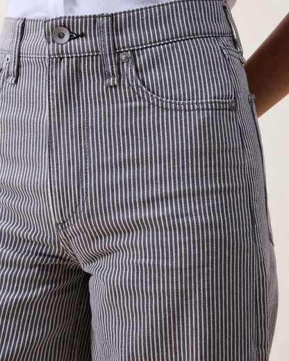 Serena Ankle Wide-Leg Jeans - Grey Stripe