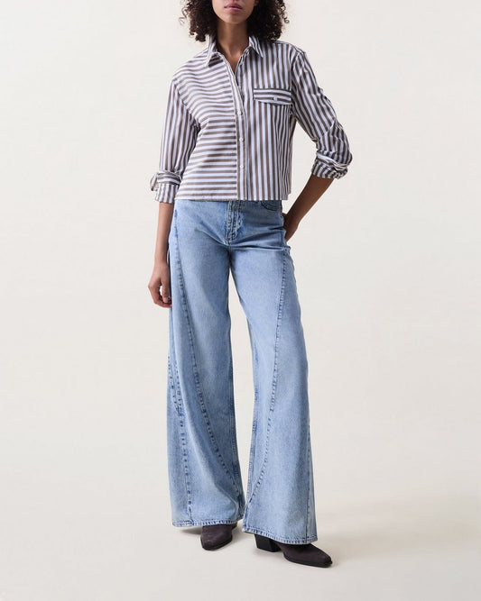 Serena Spliced Wide-Leg Jeans - Oconee
