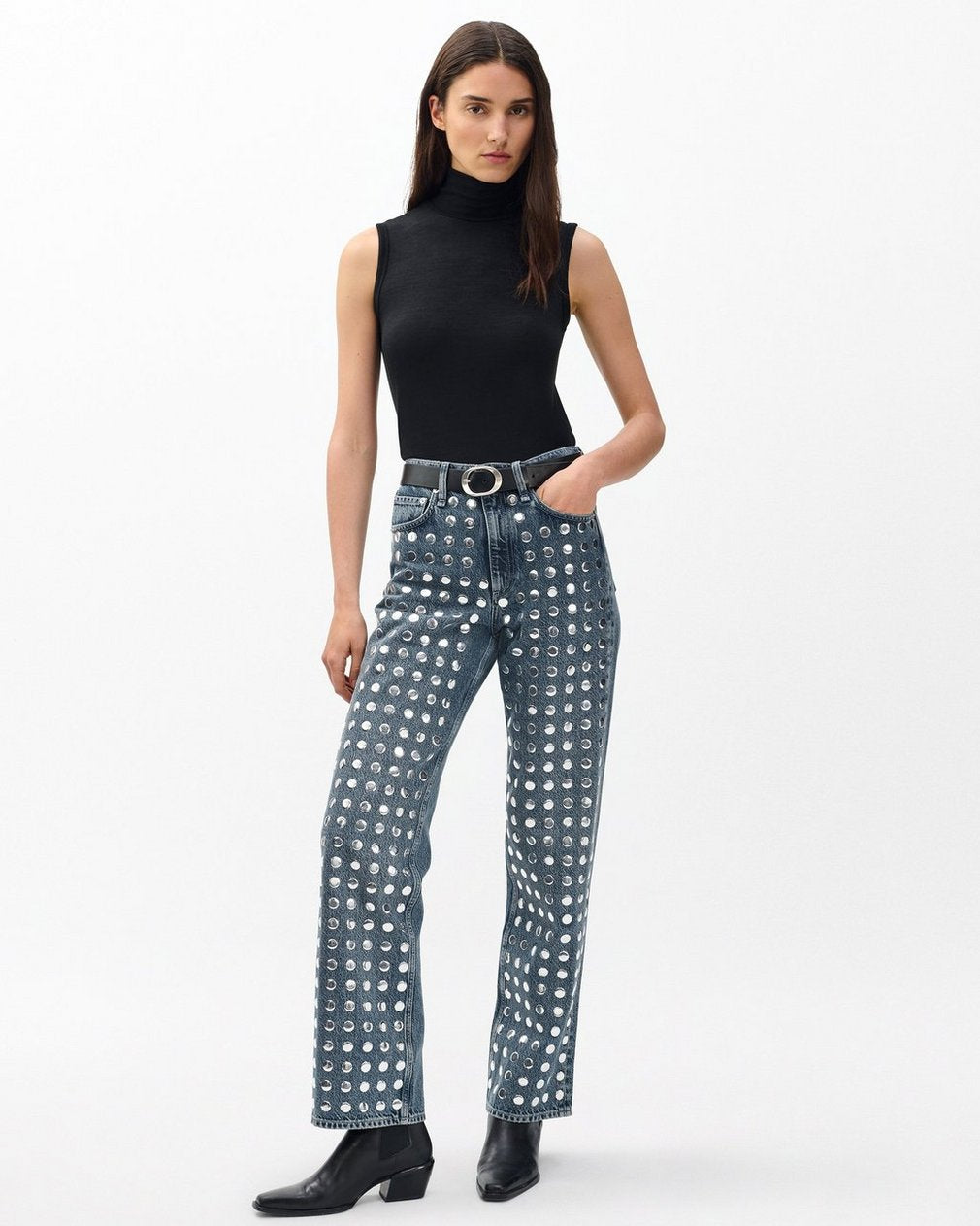 Shea Relaxed Straight Jeans - Kingston Stud