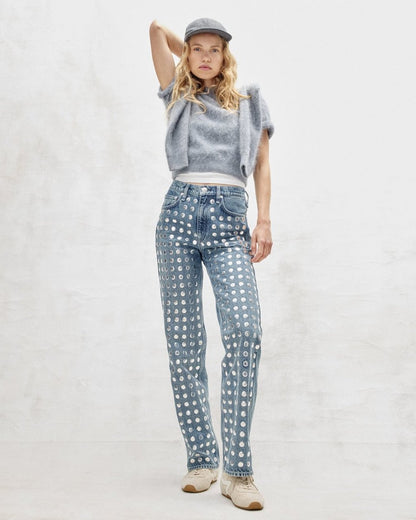 Shea Relaxed Straight Jeans - Kingston Stud