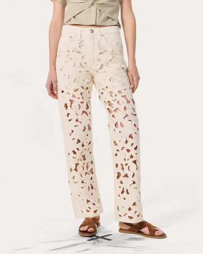 Logan Wide-Leg Jeans - Ecru