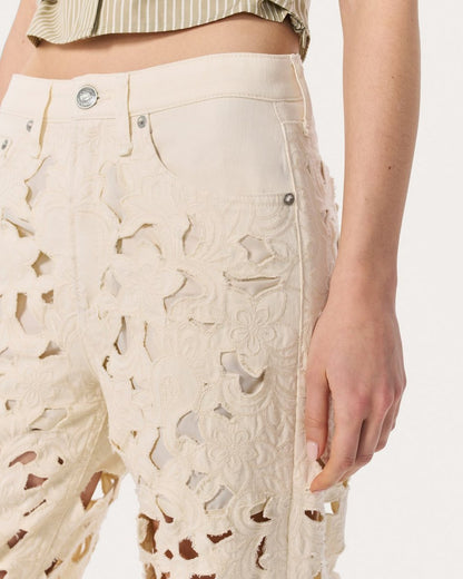 Logan Wide-Leg Jeans - Ecru