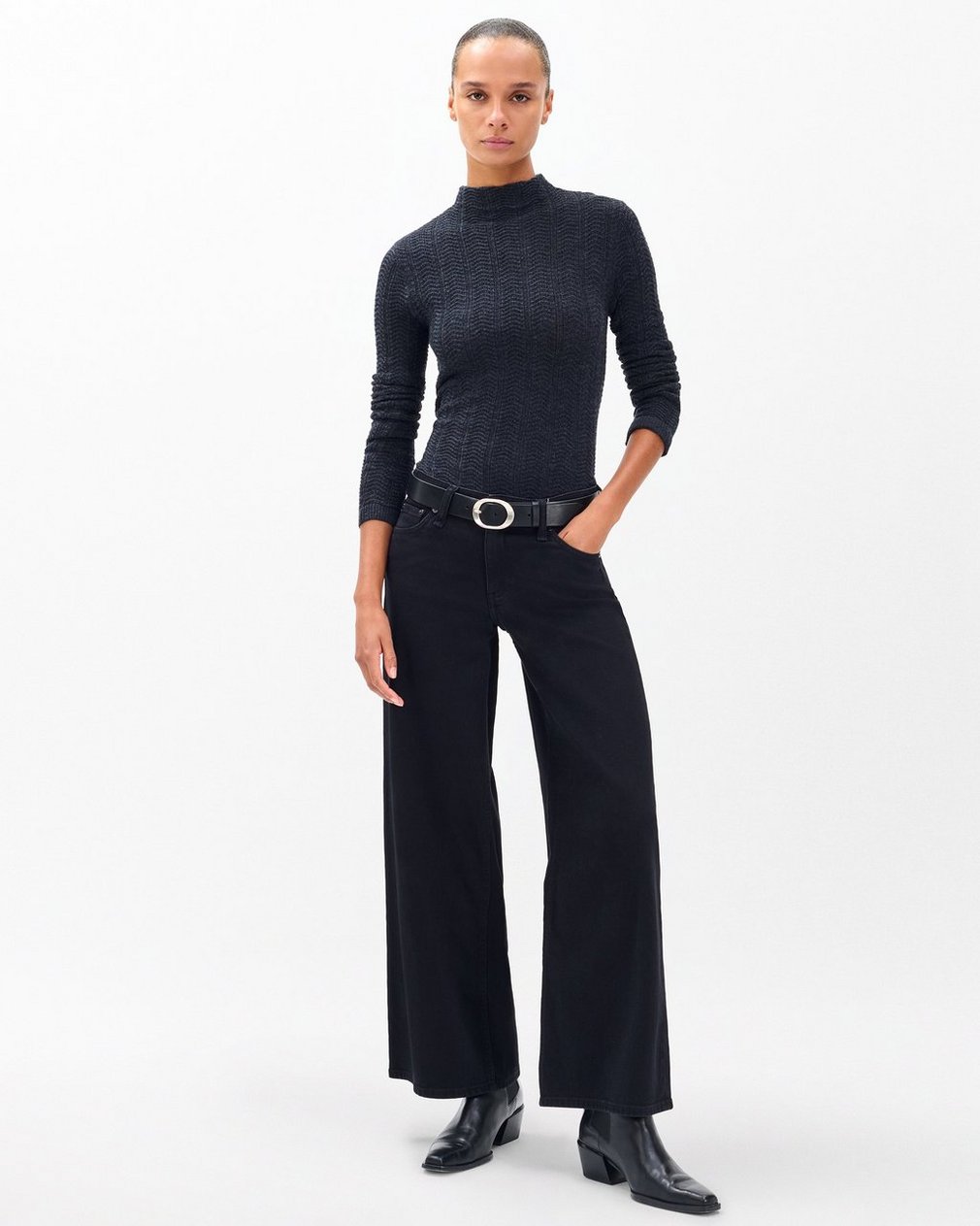 Aiden Wide-Leg Jeans - Black