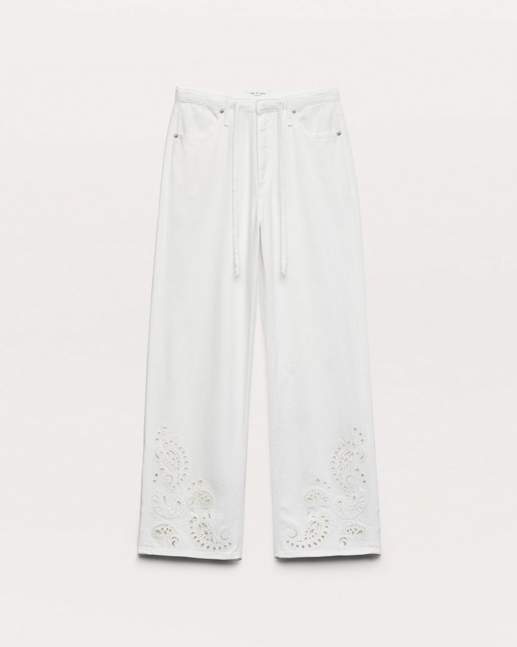 Phoebe Denim Beach Pants - White Eyelet