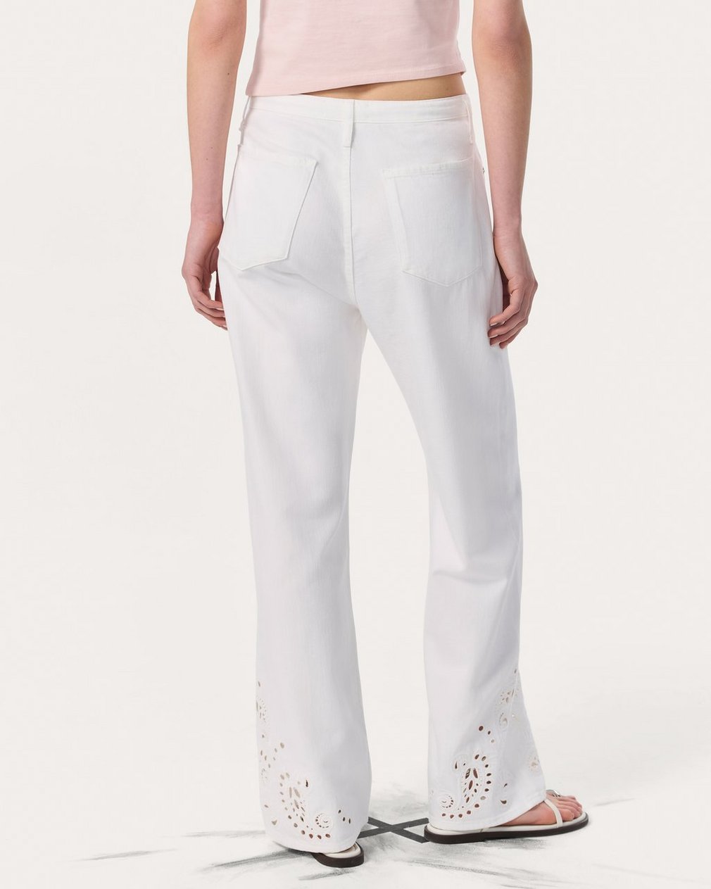 Phoebe Denim Beach Pants - White Eyelet