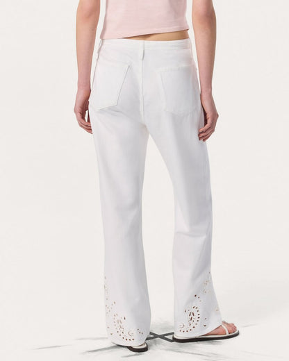 Phoebe Denim Beach Pants - White Eyelet