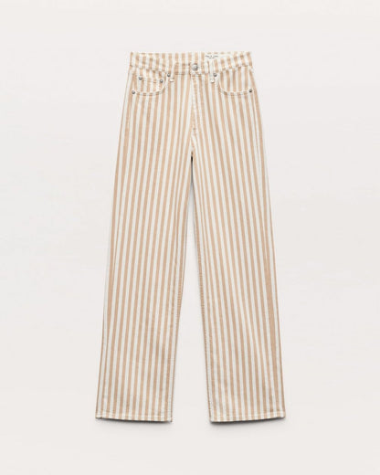 Shea Relaxed Straight Jeans - Tan Stripe