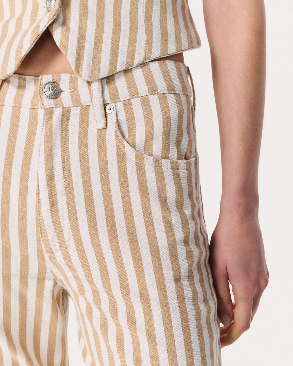 Shea Relaxed Straight Jeans - Tan Stripe