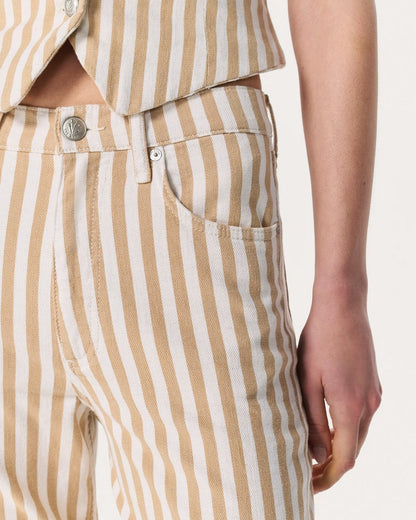 Shea Relaxed Straight Jeans - Tan Stripe