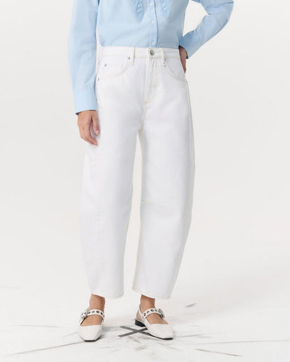 Charlie Ankle-Length Barrel Jeans - White