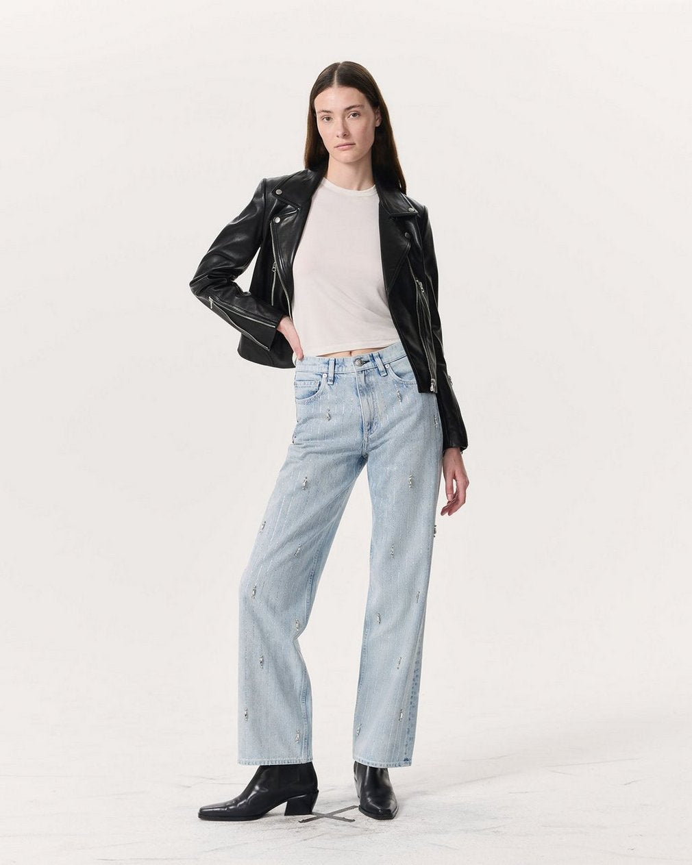 Shea Embellished Relaxed Straight Jeans - Aliah With Jewel Stripe