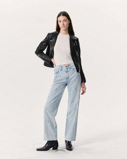 Shea Embellished Relaxed Straight Jeans - Aliah With Jewel Stripe