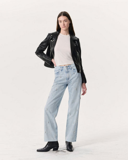 Shea Embellished Relaxed Straight Jeans - Aliah With Jewel Stripe