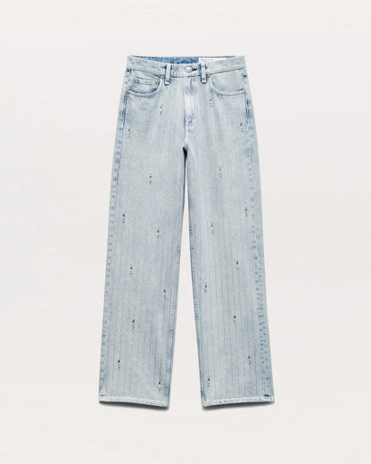 Shea Embellished Relaxed Straight Jeans - Aliah With Jewel Stripe