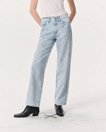 Shea Embellished Relaxed Straight Jeans - Aliah With Jewel Stripe