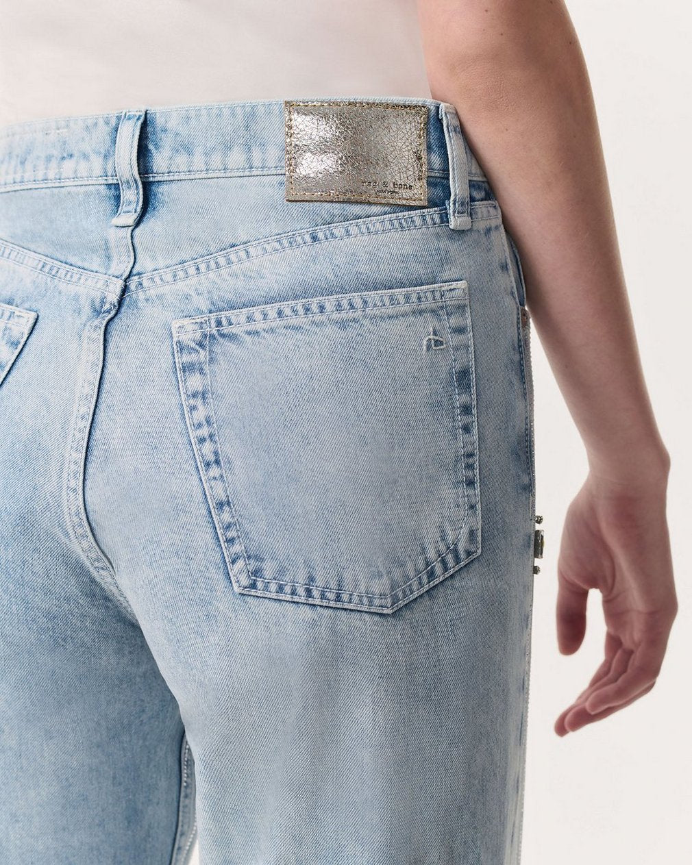 Shea Embellished Relaxed Straight Jeans - Aliah With Jewel Stripe