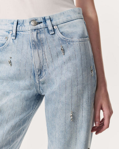 Shea Embellished Relaxed Straight Jeans - Aliah With Jewel Stripe